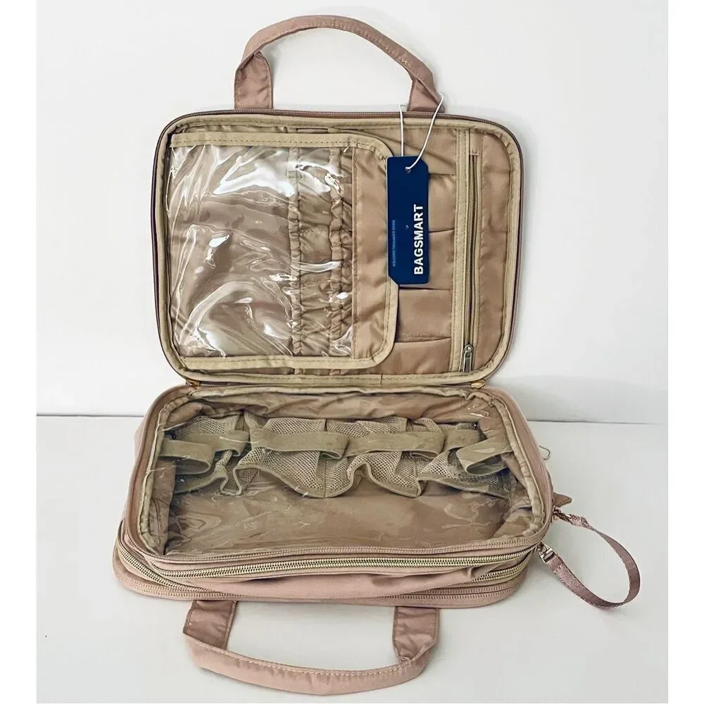 NWT BAGSMART Pink Toiletry Water-resistant Makeup Cosmetic Travel Organizer Bag